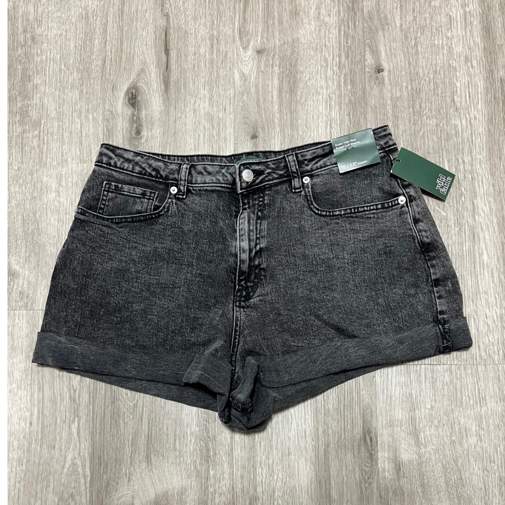 wild fable Washed Black High-Rise Rolled Hem Jean Shorts